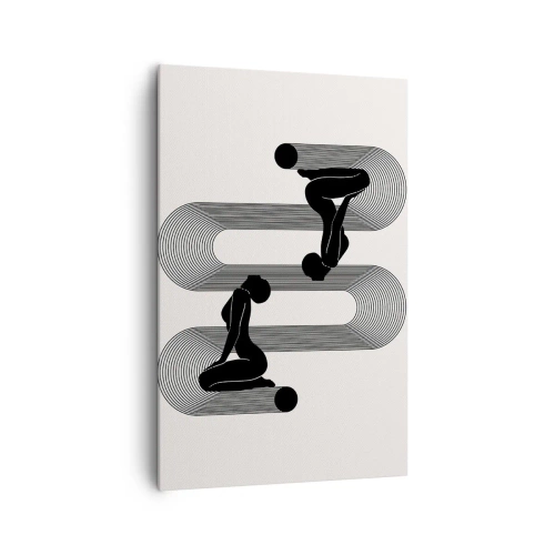 Quadro su tela - Stampe su Tela - Sagome nere con linee geometriche su sfondo chiaro - 80x120cm - Simmetria sensuale - Decorazione murale moderna per soggiorno e camera da letto ARTTOR