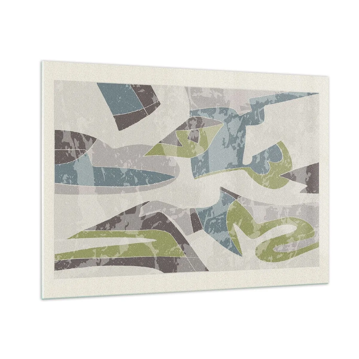 Quadro su vetro - Composizione geometrica in verde e grigio - 100x70cm - Composizione oltre il vetro - Decorazione murale moderna per soggiorno e camera da letto ARTTOR