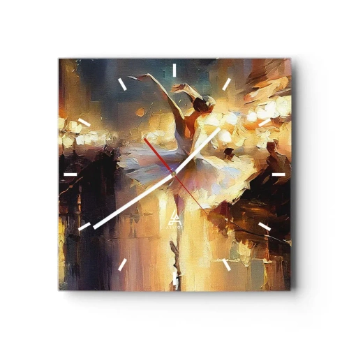Orologio da parete - Orologio in Vetro - Una ballerina che balla davanti a un palco illuminato - 30x30cm - Miracolo nella strada - Decorazione murale moderna per soggiorno e camera da letto ARTTOR