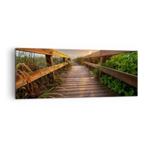 Quadro su tela - Stampe su Tela - Molo di legno che conduce alla spiaggia al tramonto - 140x50cm - Dritto verso la riva - Decorazione murale moderna per soggiorno e camera da letto ARTTOR