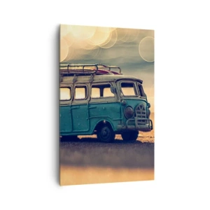 Quadro su tela - Stampe su Tela - Autobus retrò contro la luce sfocata - 80x120cm - La fine degli idoli: denaro e lavoro - Decorazione murale moderna per soggiorno e camera da letto ARTTOR