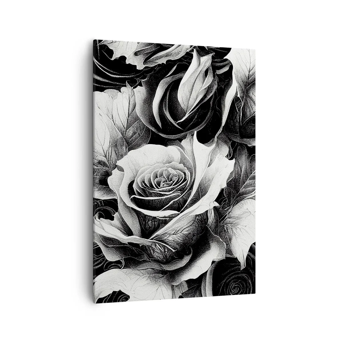 Quadro su tela - Stampe su Tela - Rose bianche e nere in una composizione elegante - 70x100cm - Sempre regina - Decorazione murale moderna per soggiorno e camera da letto ARTTOR