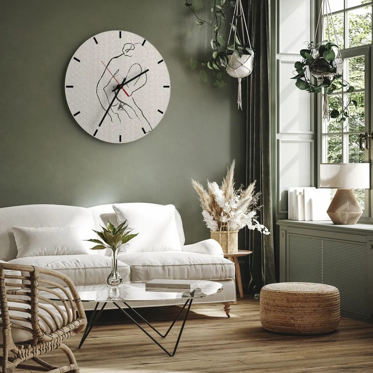 Orologio da parete - Orologio in Vetro - Schizzo intimo - 30x30 cm