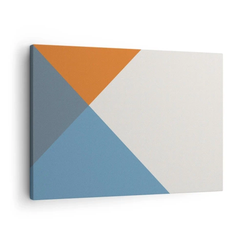 Quadro su tela - Stampe su Tela - Triangoli geometrici nei toni del blu e dell'arancione - 70x50cm - Ad angolo... - Decorazione murale moderna per soggiorno e camera da letto ARTTOR