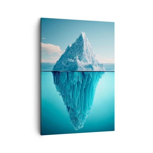 Quadro su tela - Stampe su Tela - Un iceberg visibile sopra e sotto la superficie dell'acqua - 50x70cm - Il re del ghiaccio - Decorazione murale moderna per soggiorno e camera da letto ARTTOR