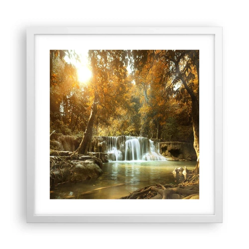Poster in cornice bianca - Cascata nel parco - 40x40 cm