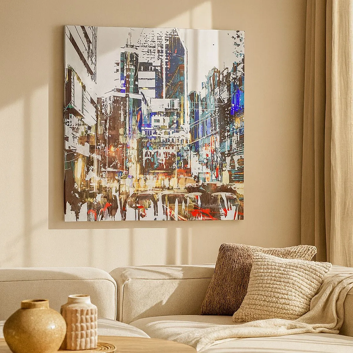 Quadro su tela - Stampe su Tela - Città lampeggiante - 30x30 cm