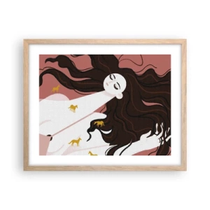 Poster in cornice rovere chiaro - Il sogno del cavallo d'oro - 50x40 cm