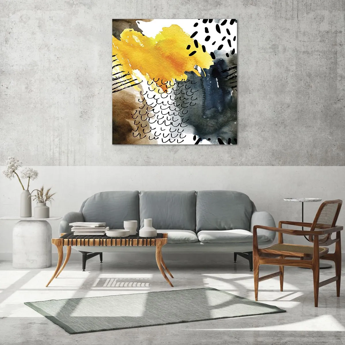 Quadro su vetro - L'incontro degli elementi - 70x70 cm