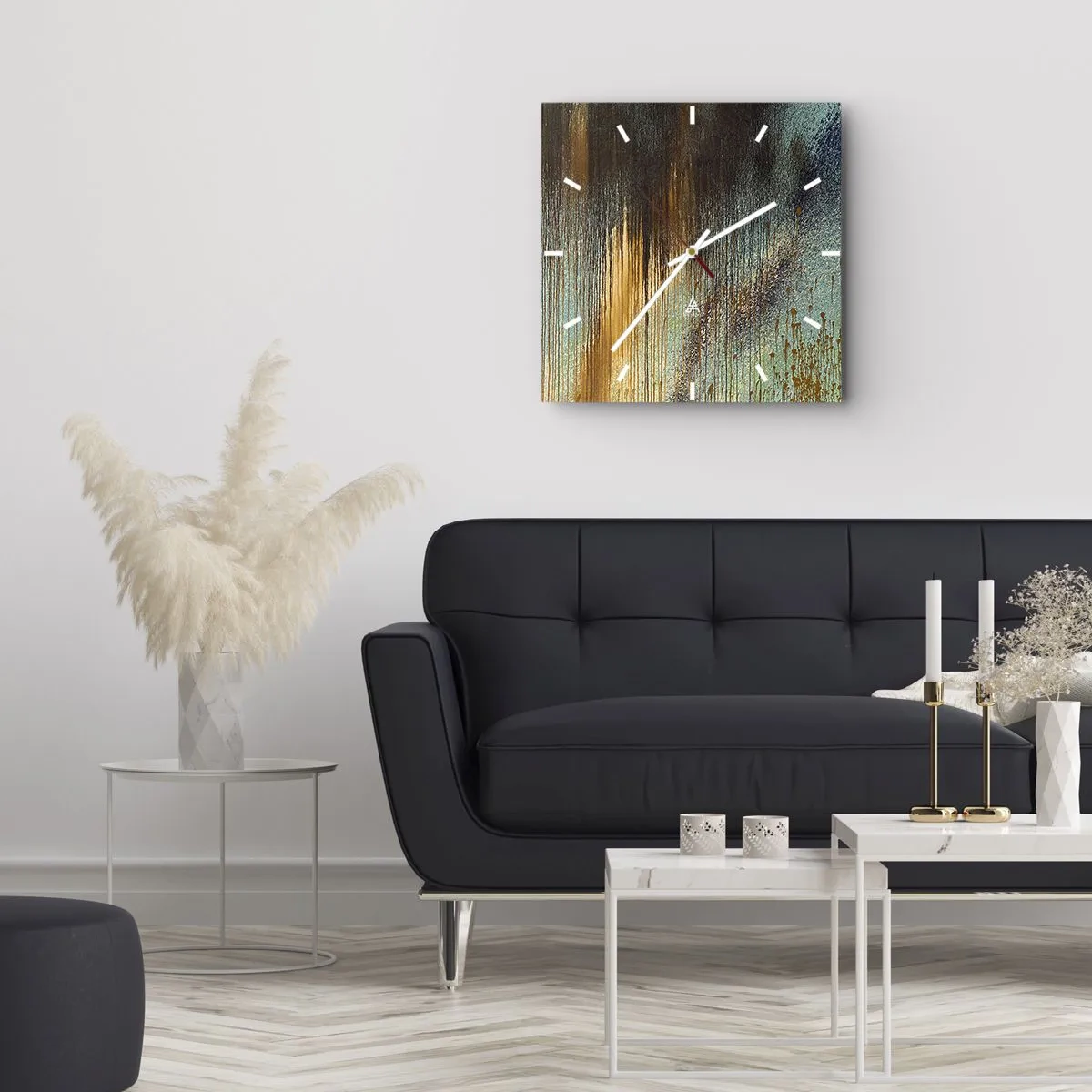 Orologio da parete - Orologio in Vetro - Composizione cromatica non casuale - 40x40 cm