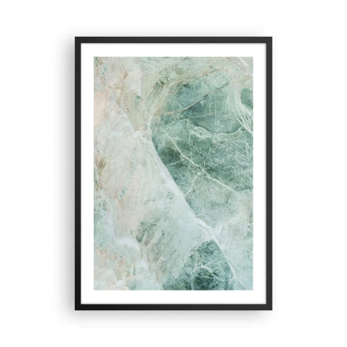 Poster in cornice nera - Struttura in marmo verde con delicate venature bianche - 50x70cm - Il freddo nobile della pietra - Decorazione murale moderna per soggiorno e camera da letto ARTTOR