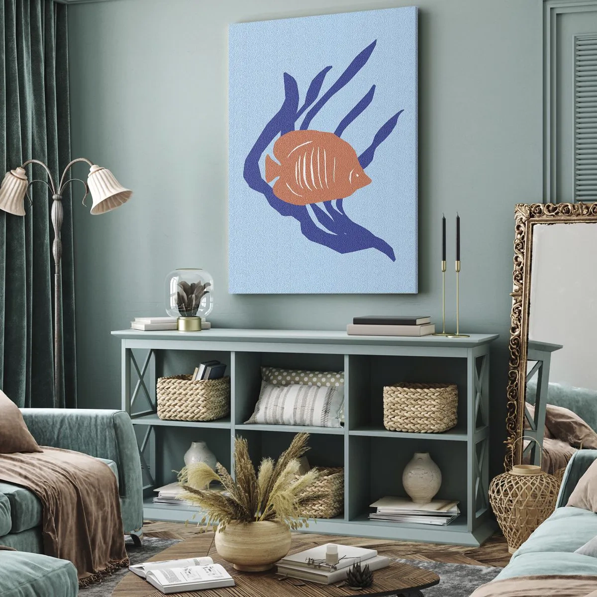 Quadro su tela - Stampe su Tela - L'abitante dei mari corallini - 55x100 cm