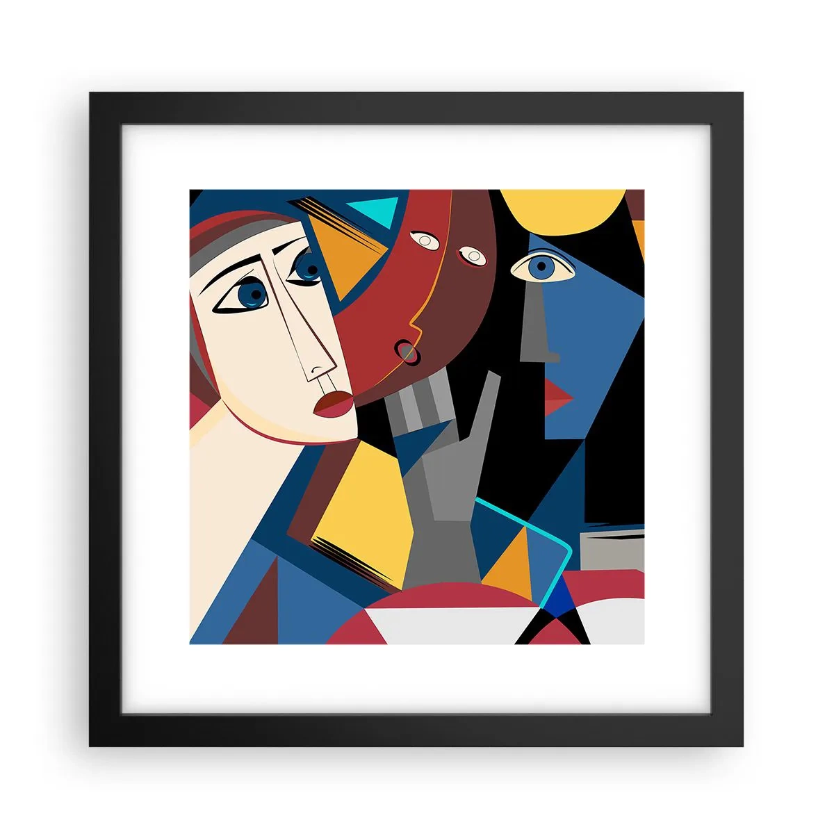Poster in cornice nera - Dialogo di cubisti - 30x30 cm