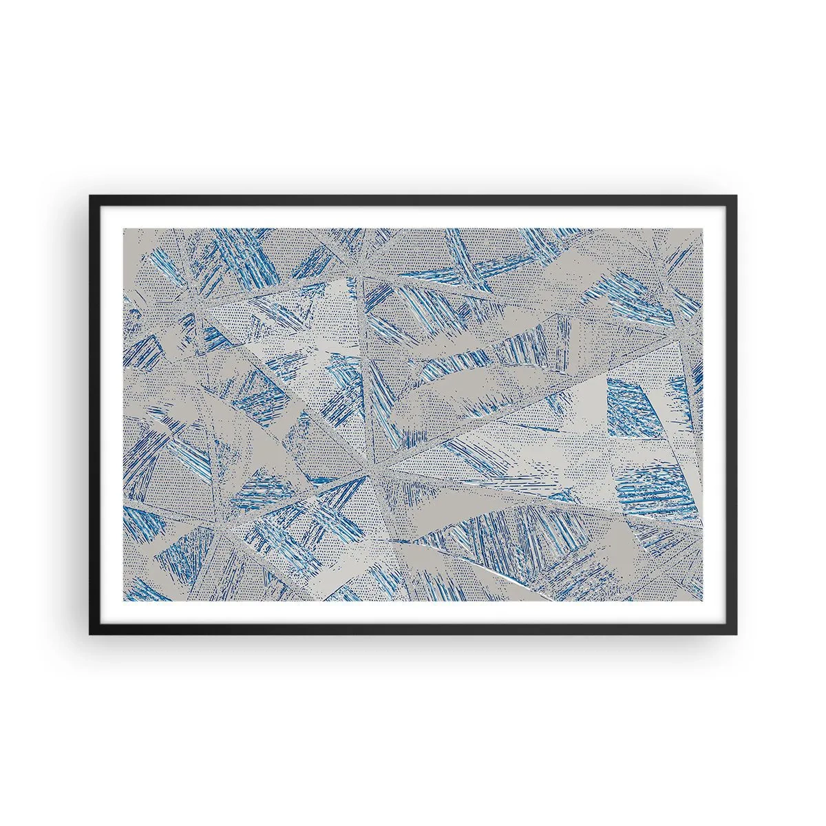 Poster in cornice nera - Nel labirinto grigioblu - 91x61 cm