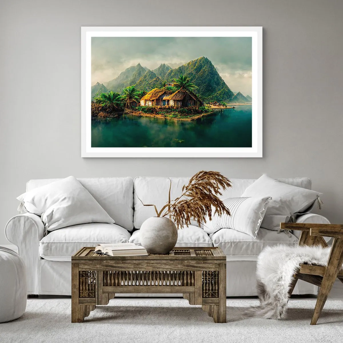 Poster in cornice bianca - Paradiso tropicale - 30x30 cm