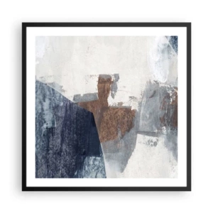 Poster in cornice nera - Forme blu e marroni - 60x60 cm