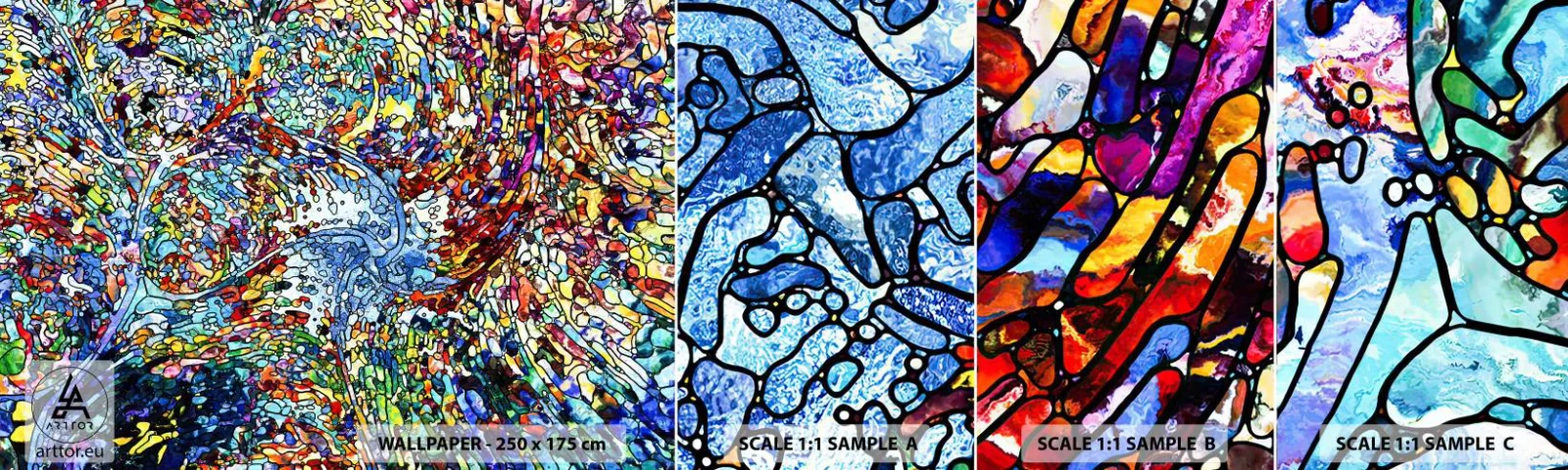 Campione di Fotomurale Adesivo Deluxe Sticker - Vetrate a gocce - Astrazione, Pezzo, Grafica - 100x30 cm