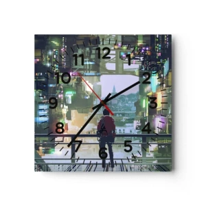 Orologio da parete - Orologio in Vetro - Due mondi - 40x40 cm