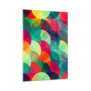 Quadro su vetro - Semicerchi colorati e sovrapposti in una tavolozza di colori intensi - 50x70cm - Ascensione arcobaleno - Decorazione murale moderna per soggiorno e camera da letto ARTTOR