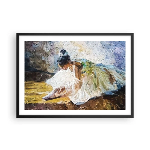 Poster in cornice nera - Una ballerina in abito bianco in stile pittorico su uno sfondo impressionista. - 70x50cm - Dal quadro di Degas - Decorazione murale moderna per soggiorno e camera da letto ARTTOR