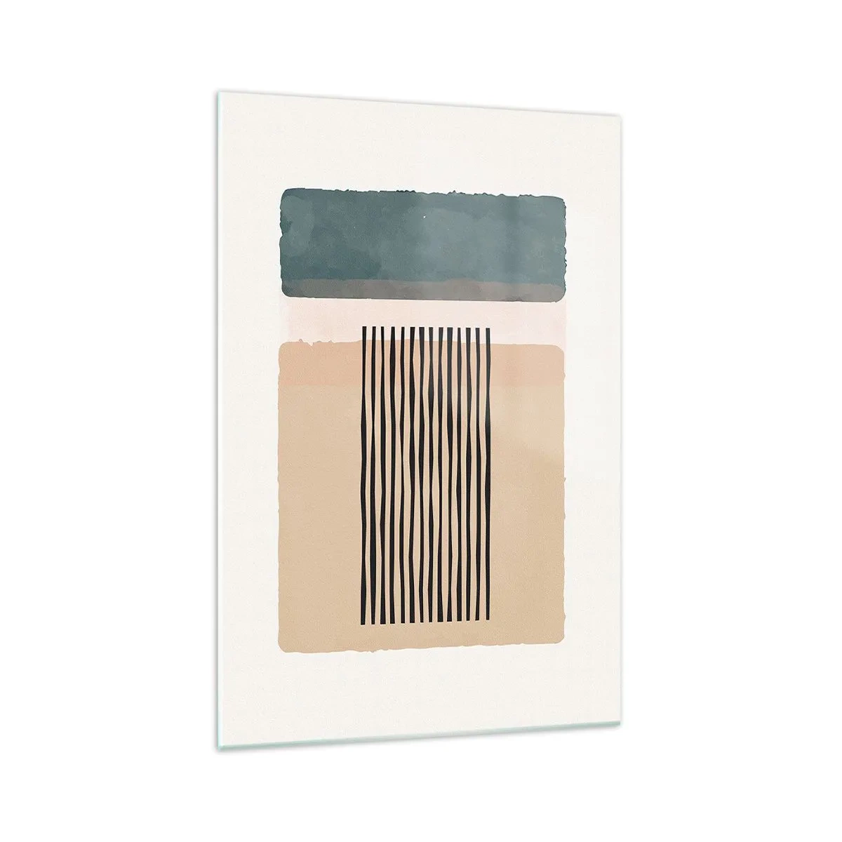 Quadro su vetro - Forme geometriche minimaliste nelle tonalità del beige e del verde - 70x100cm - Tutto a posto - Decorazione murale moderna per soggiorno e camera da letto ARTTOR