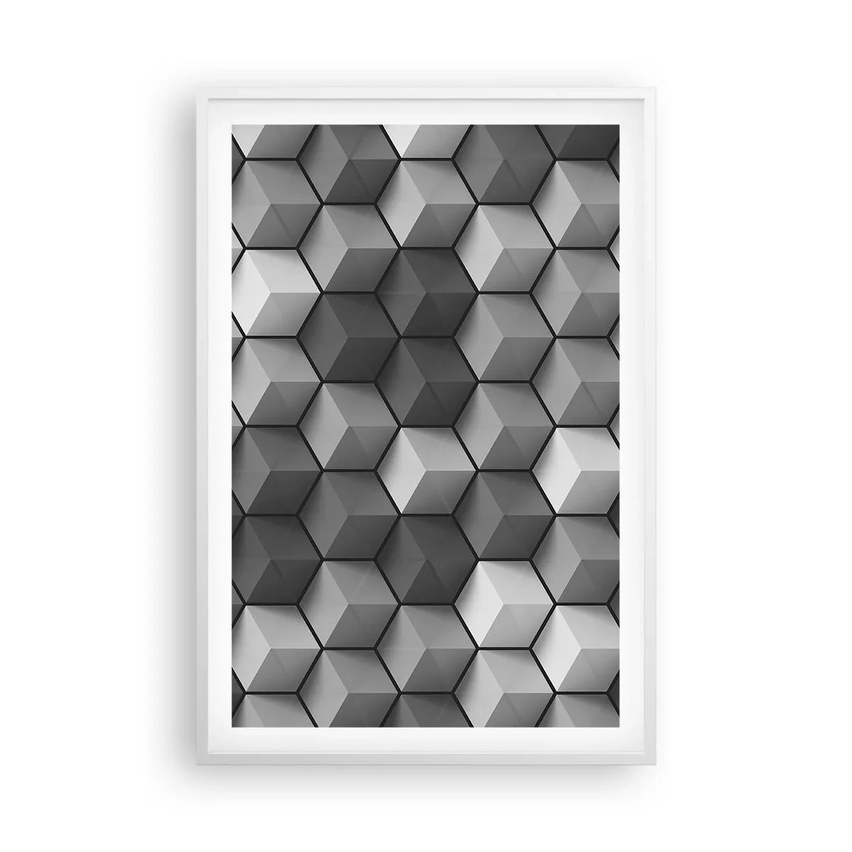 Poster in cornice bianca - Puzzle cubista - 61x91 cm