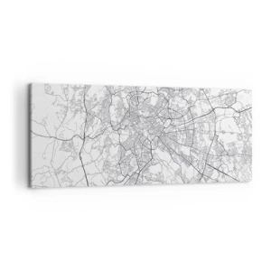 Quadro su tela - Stampe su Tela - Una mappa della città in stile minimalista con linee delicate - 120x50cm - L'anello romano - Decorazione murale moderna per soggiorno e camera da letto ARTTOR