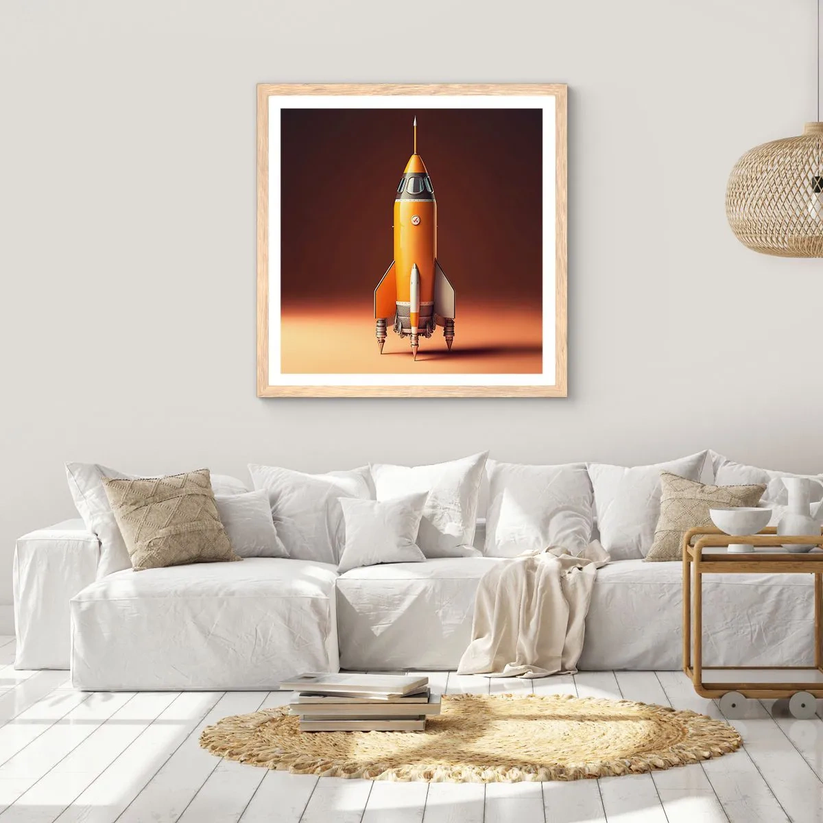 Poster in cornice rovere chiaro - Si inizia dai sogni - 50x50 cm