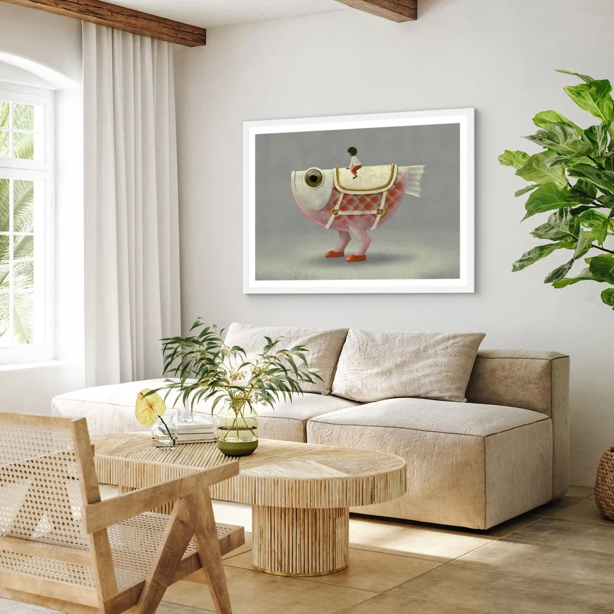Poster in cornice bianca - Il cavaliere del pesce - 50x40 cm