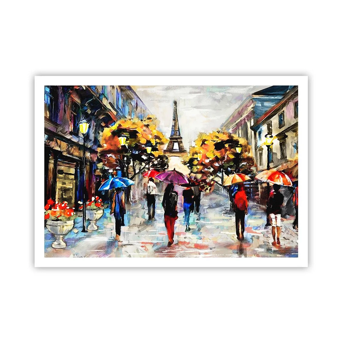 Poster - Una passeggiata autunnale a Parigi con vista sulla Torre Eiffel - 100x70cm - Bella soprattutto d'autunno - Decorazione murale moderna per soggiorno e camera da letto ARTTOR