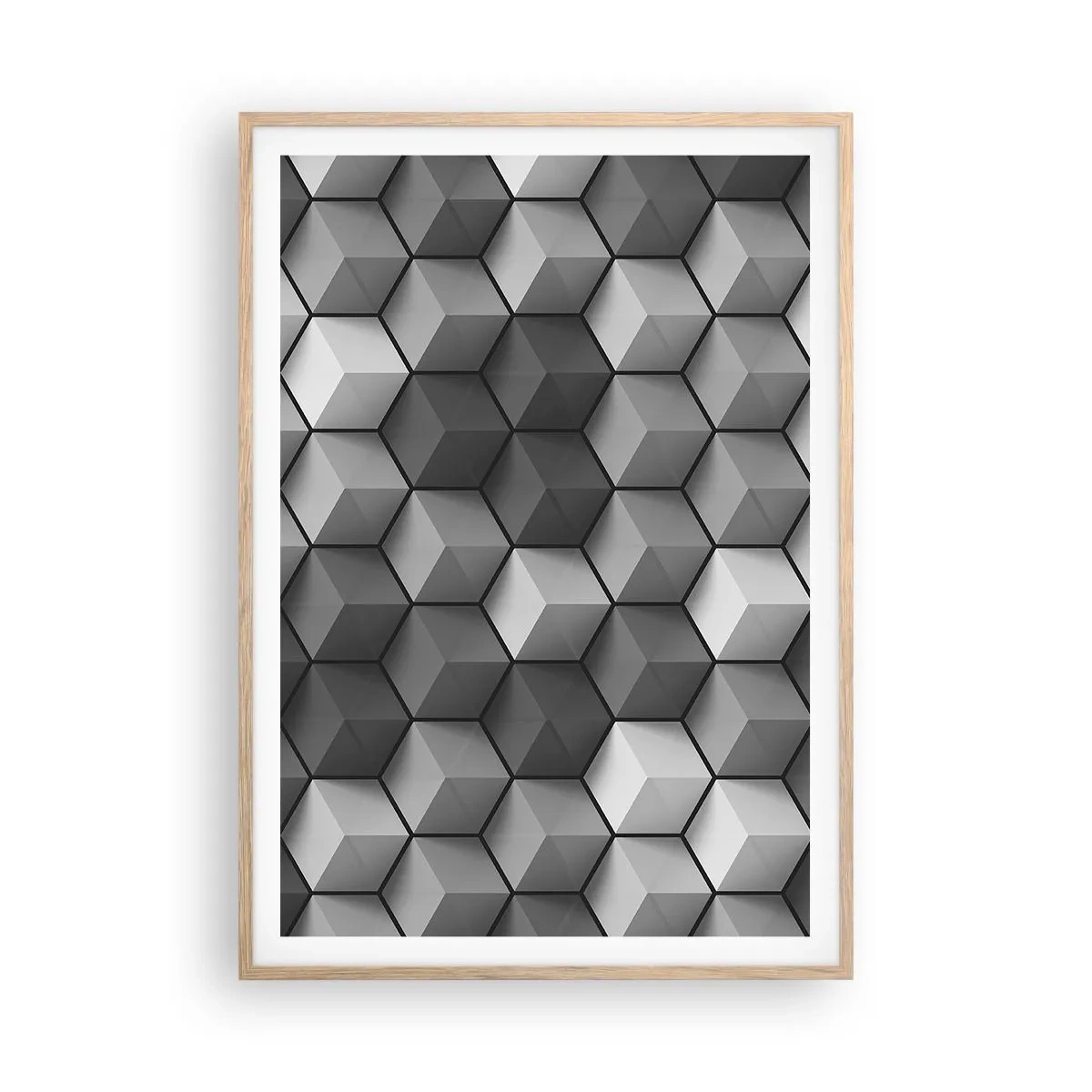 Poster in cornice rovere chiaro - Puzzle cubista - 70x100 cm