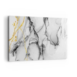 Quadro su tela - Stampe su Tela - Motivi astratti in bianco e nero con accenti dorati - 120x80cm - Composizione con motivo d'oro - Decorazione murale moderna per soggiorno e camera da letto ARTTOR