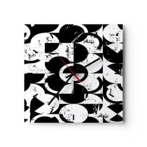 Orologio da parete - Orologio in Vetro - Motivo geometrico astratto in bianco e nero con effetto vintage - 30x30cm - Il bianco è bianco, il nero è nero - Decorazione murale moderna per soggiorno e camera da letto ARTTOR