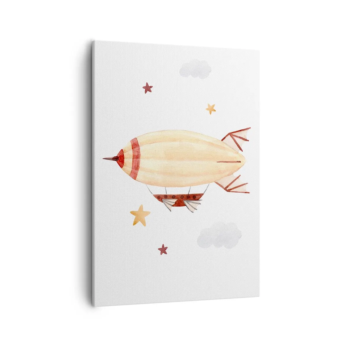 Quadro su tela - Stampe su Tela - Un dirigibile dipinto a mano su uno sfondo di stelle - 50x70cm - Nave volante - Decorazione murale moderna per soggiorno e camera da letto ARTTOR