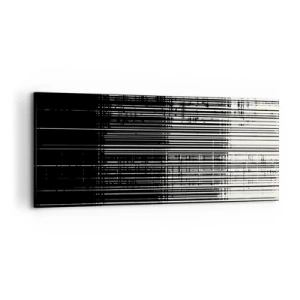Quadro su tela - Stampe su Tela - Composizione astratta di linee in bianco e nero contrastanti - 120x50cm - Onde e vibrazioni - Decorazione murale moderna per soggiorno e camera da letto ARTTOR