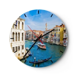 Orologio da parete - Orologio in Vetro - Vista pittoresca di un canale di Venezia con gondole ed edifici - 30x30cm - Una circolazione stradale unica al mondo - Decorazione murale moderna per soggiorno, cucina e camera da letto ARTTOR