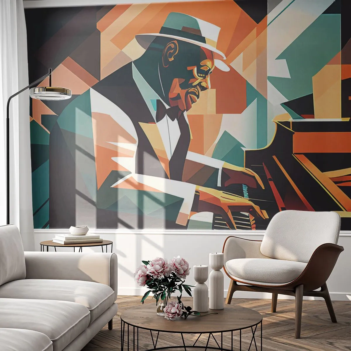 Fotomurali Standard Eco - Tutto il jazz - Pianoforte, Pianoforte, Cubismo - 350x256 cm