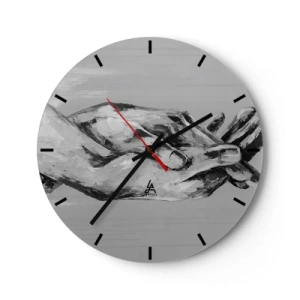 Orologio da parete - Orologio in Vetro - Mani simboliche in tonalità di grigio catturate in uno stile artistico - 30x30cm - Inizio... - Decorazione murale moderna per soggiorno, cucina e camera da letto ARTTOR