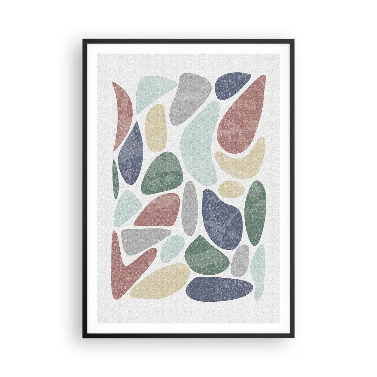 Poster in cornice nera - Mosaico di colori incipriati - 70x100 cm