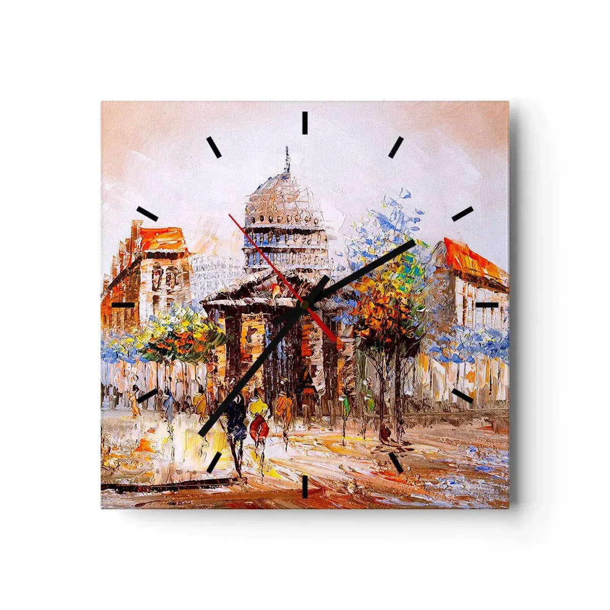 Orologio da parete - Orologio in Vetro - Passeggiata a Parigi - 40x40 cm
