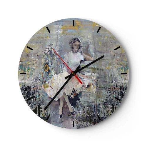 Orologio da parete - Orologio in Vetro - Una donna in un abito in stile impressionista - 30x30cm - Classica e moderna - Decorazione murale moderna per soggiorno, cucina e camera da letto ARTTOR