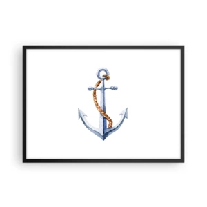 Poster in cornice nera - Ancora con corda in stile acquerello - 70x50cm - Benvenuta avventura! - Decorazione murale moderna per soggiorno e camera da letto ARTTOR