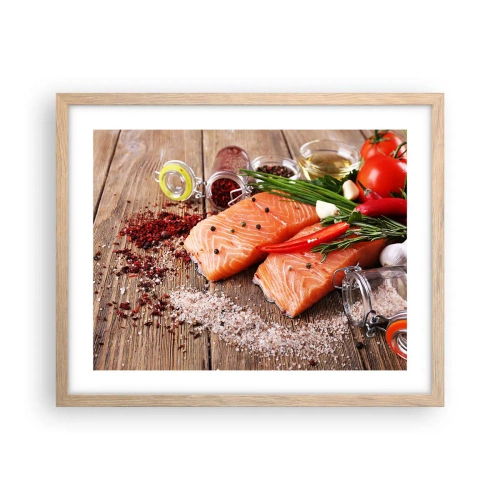 Poster in cornice rovere chiaro - Avventura norvegese in cucina - 50x40 cm