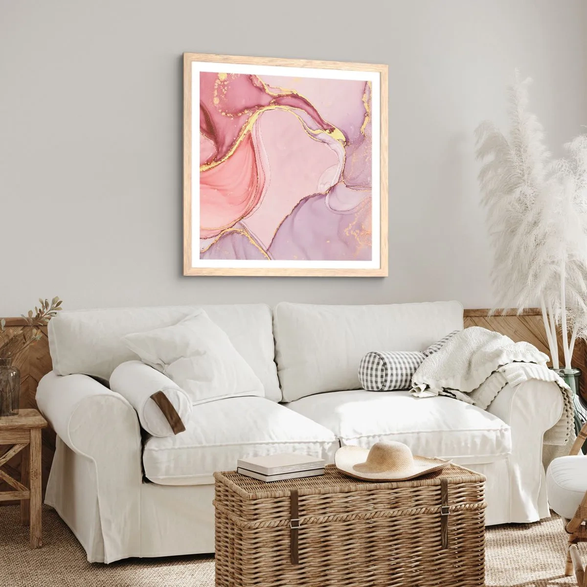 Poster in cornice rovere chiaro - La carezza dei colori - 50x50 cm