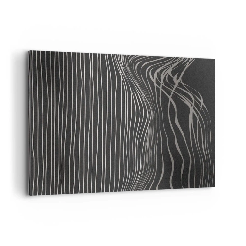Quadro su tela - Stampe su Tela - Linee bianche su sfondo grigio scuro in una disposizione astratta - 100x70cm - Ritmo e accento - Decorazione murale moderna per soggiorno e camera da letto ARTTOR