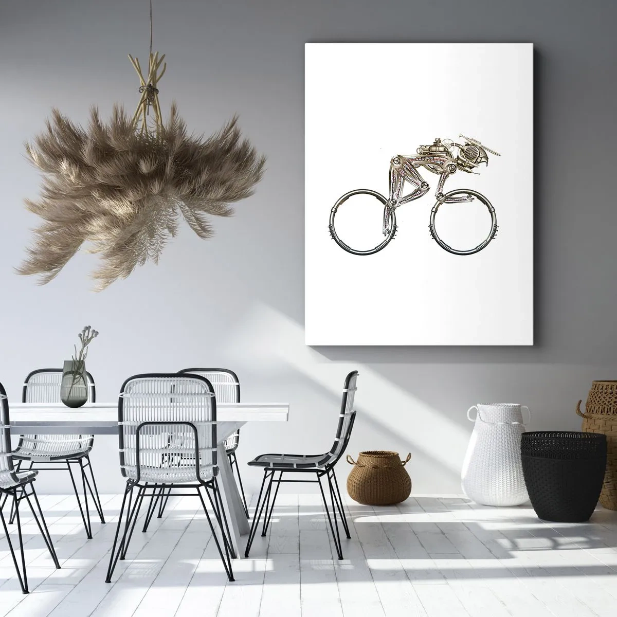 Quadro su tela - Stampe su Tela - Una bicicletta meccanica dal design futuristico - 80x120cm - Macchina perfetta - Decorazione murale moderna per soggiorno e camera da letto ARTTOR