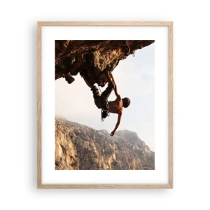 Poster in cornice rovere chiaro - Il mondo ristretto in una mano sul bordo del masso - 40x50 cm