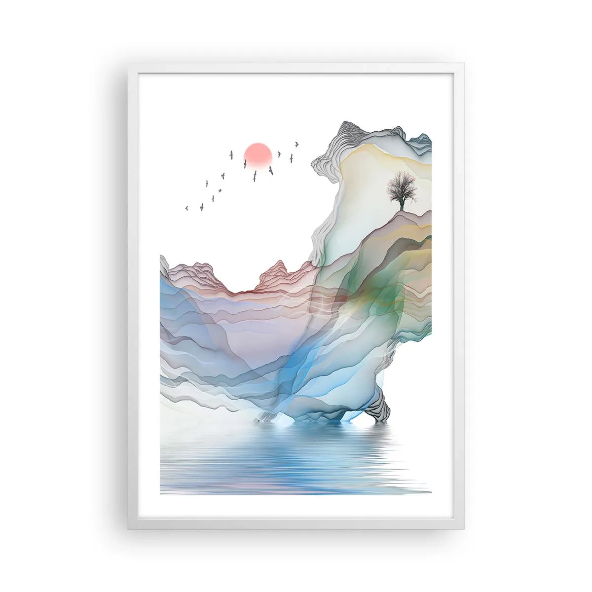 Poster in cornice bianca - Verso i monti di cristallo - 50x70 cm