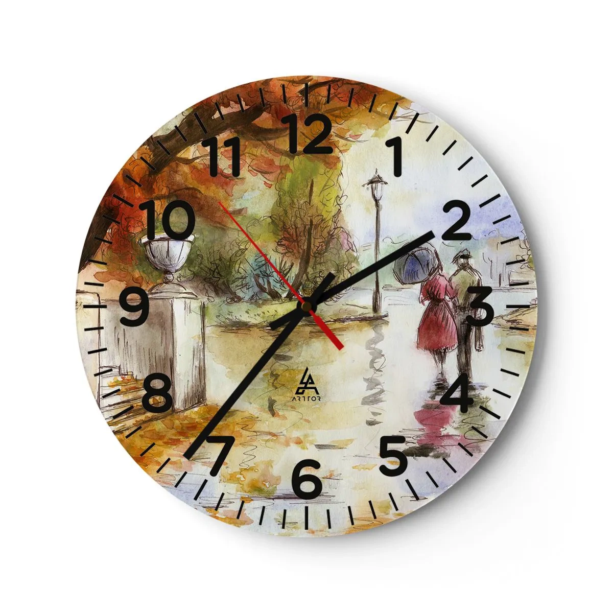 Orologio da parete - Orologio in Vetro - Autunno romantico nel parco - 40x40 cm