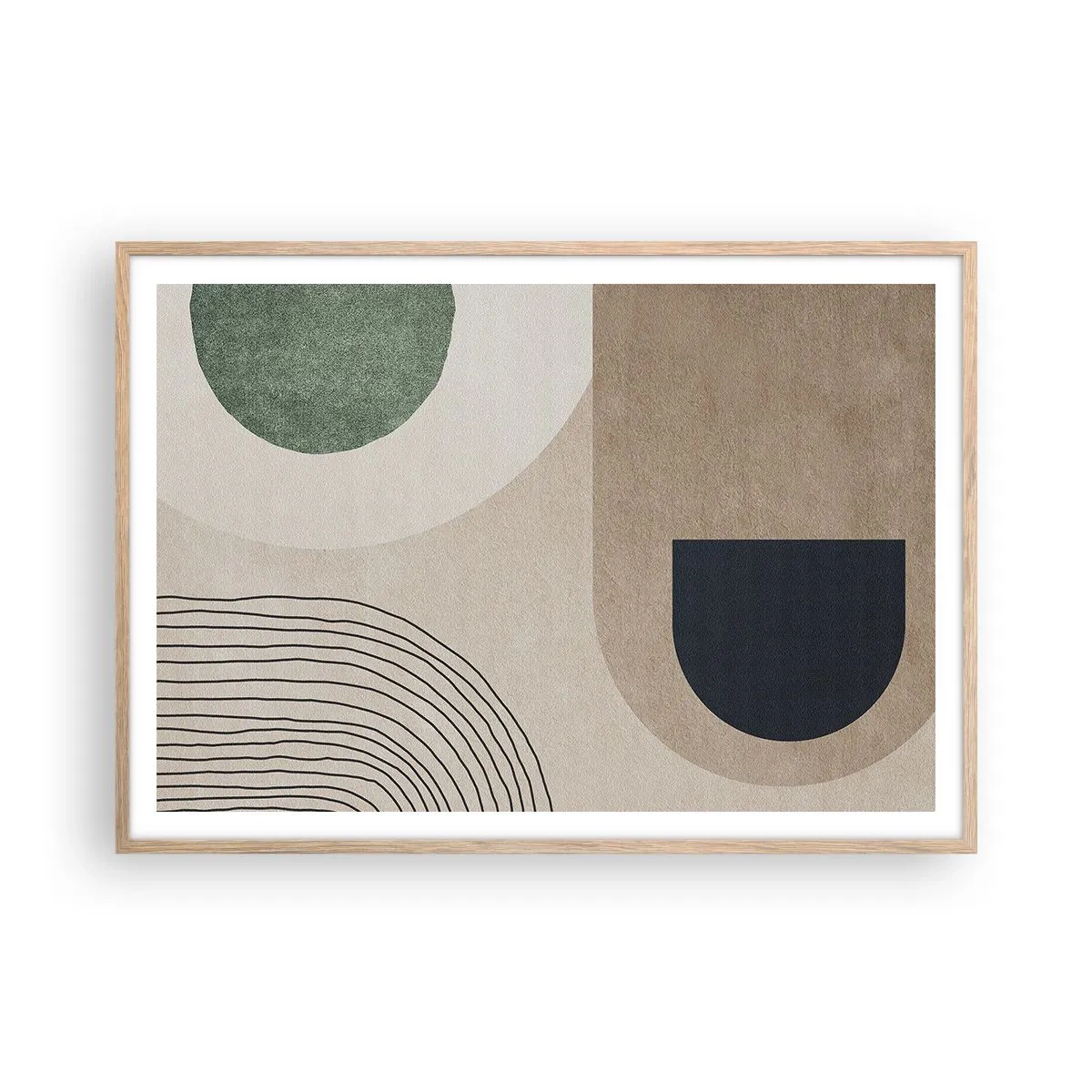 Poster in cornice rovere chiaro - La mitezza dell'ovale - 100x70 cm